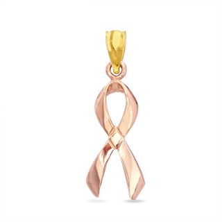 10K Rose Gold Breast Cancer Awareness Ribbon Survivor In Memory