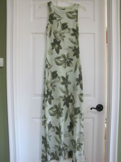 Jonathan Martin Long Green Floral Print Summer Dress Size 7