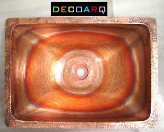 Copper Kitchen Sink Fired Colored Finish Hand Hammered Look