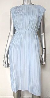 VINTAGE 1970S LORCH OF DALLAS POWDER BLUE MICRO PLEATED DAY DRESS sz S