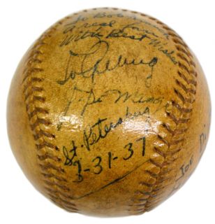 Lou Gehrig Joe DiMaggio Signed Autographed Baseball Ball JSA