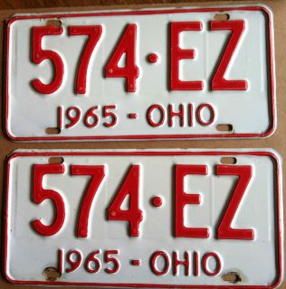Vintage 1965 Ohio License Plates
