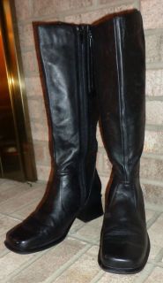EUC Womens Sz 9 1 2 TABITHA by Earth Shoes Black Leather Riding BOOTS