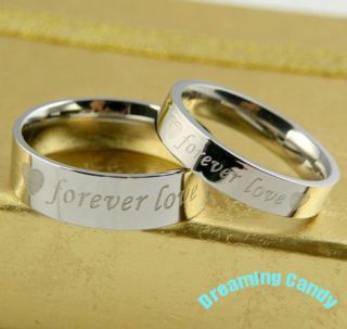 Made in Korea Forever Love Heart Engraved Couple Rings Fine Stainless