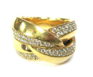 18K Solid Yellow Gold 78 Round Diamond Love Knot Ring Sz 6 5