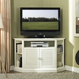 Height TV Stand Console Louvered Doors in Black or White