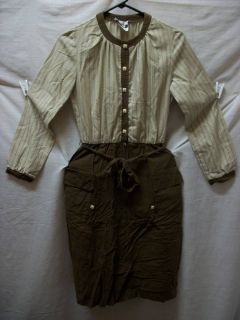 Vtg Brown Long Sleeve Prairie Peasant Cotton Dress Costume Womens Sz 8