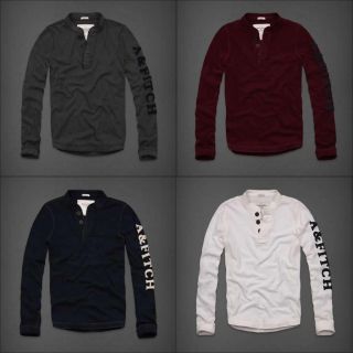 Abercrombie & Fitch, A&F Mens Shirts, Henleys Long Sleeve Tees Shirt
