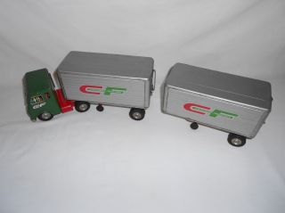 VINTAGE TIN LITHO TRUCK CONSOLIDATED FREIGHTWAYS TRAILERS WHITE