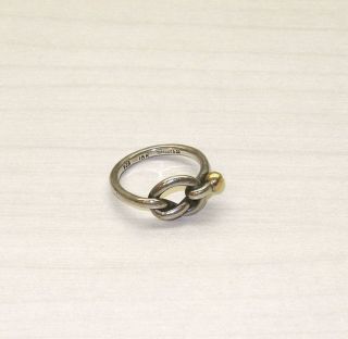 Tiffany Co Love Knot Ring 925 18K Gold Signed Size 5