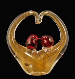 Murano Italian Art Glass Lovebirds Birds Figurine