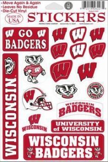 New University of Wisconsin Badgers Decal Stickers Sheet College Dorm