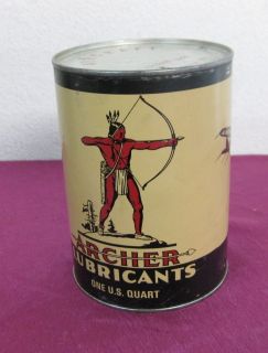Vintage ARCHER Lubricants AIRCRAFT OIL Full CAN Indian Graphics