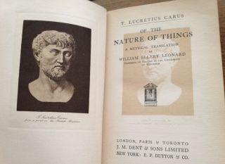 Edition 1916 OF THE NATURE OF THINGS Lucretius Leonard Cloth Hardcover