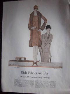 Art Deco Lucien Lelong Fabric and Fur Fashion Print