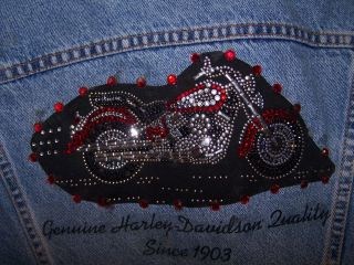 Levi Strauss Beaded Harley Davidson Jean Jacket Ladies Small S4180