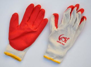 100 PRS HR Premium Cotton Red Latex Coated Palm Work Gloves 2 Ply