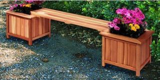 New Outdoor Wood Bench Planter Combo Garden Deck Flower Pot Patio