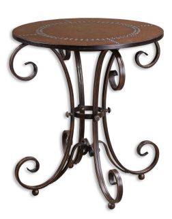 Lyra Traditional Style Ancient Bronze End Accent Table