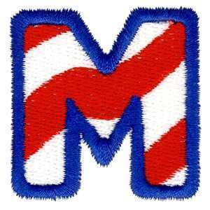 Patriotic Stripes Letter M Alphabet Iron on Patch
