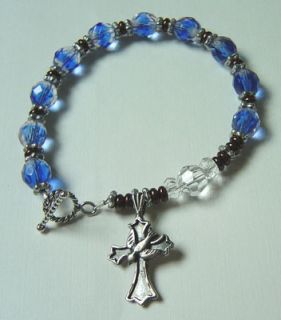 Sterling Silver Sapphire Givre Rosary Bracelet