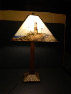 Mission Style Lamp Hand Painted Shade Lynn Redgrave Estate 2002