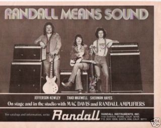 1975 Randall Amps Mac Davis Thad Maxwell Vintage Ad