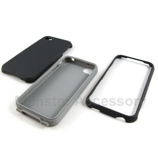 Luxmo Double Layered Black Hard Case Cover iPhone 4 New