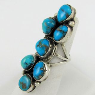 Magnificent Navajo Sterling Silver Morenci Turquoise Ring Sz 6.75   NJ