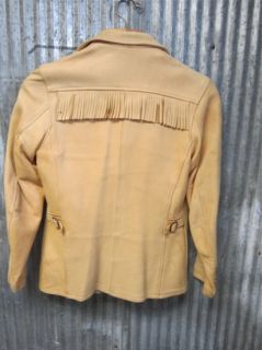 Vtg 50s Leather Buckskin Jacket Western Fringe Hippie Rendezvous