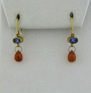 Mallary Marks 18K and 22K Yellow Gold Iolite Citrine Drop Earrings