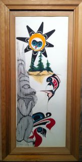 Danny Dennis Totem Pole Framed Original Painting