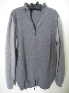 Malo Mens Grey Two Tone Cashmere Full Zip Up Sweater 50
