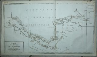 Magellan Argentina 1787 Philippe de Pretot Antique Engraved Map