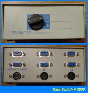 Manhattan 2 Port KVM Data Switch 3900 AT Keyboard 15 Pin Video Serial