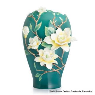 FZ02887 Franz Porcelain Yellow Magnolia Large Vase Edition 2000 New