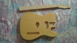 guitar body and neck natural wood finish bass wood maple neck guitar