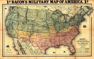 Civil War Bacons Military Map United States