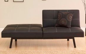 Black Faux Leather Futon Klik Klak Sleeper Sofa Bed New