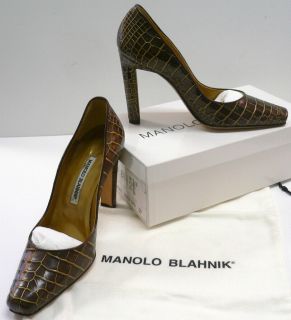 MANOLO BLAHNIK Alligator Crocodile CAROLYN High Heel Pumps Shoes Bag