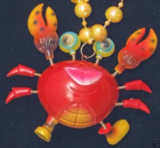 Bobble Head Crab Mardi Gras Beads Moves Animated