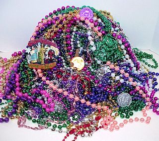 144 Authentic New Orleans Mardi Gras Beads 12 DOZ Great EXTRAS