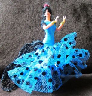 Marin Chiclana Vintage spanish dancer doll 1960s small 7 5 blue polka