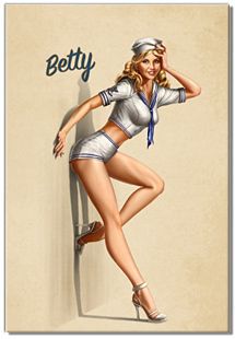 Betty Marine Pin Up Girl Marine Art Fridge Magnet