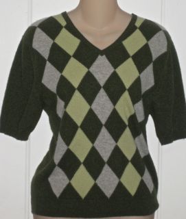  Cashmere Argyle Pullover Sweater Made in Scotland XL L