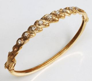 14k Gold Diamond Vintage Bangle Bracelet
