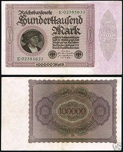 Germany Banknote 100000 Mark 1923 E Ro 82A P 83