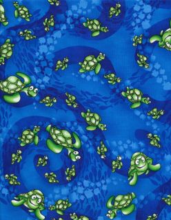 Timeless Treasures Sea Turtles Quilt Fabric 6392 Blue