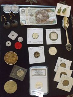  Quarter 1862 Indian Cent Marine Coin Tokens Junk Drawer Estate Lot