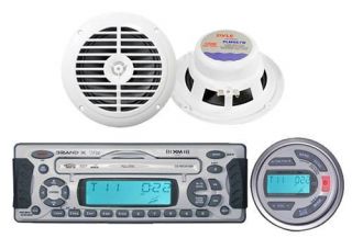 Marine Boat Waterproof CD  WMA USB Radio Player Pair Speakers Wired